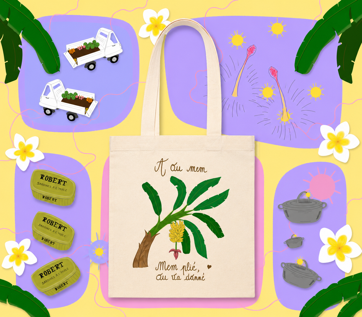 Tote-bag Bananier - Mem plié, ou va donné